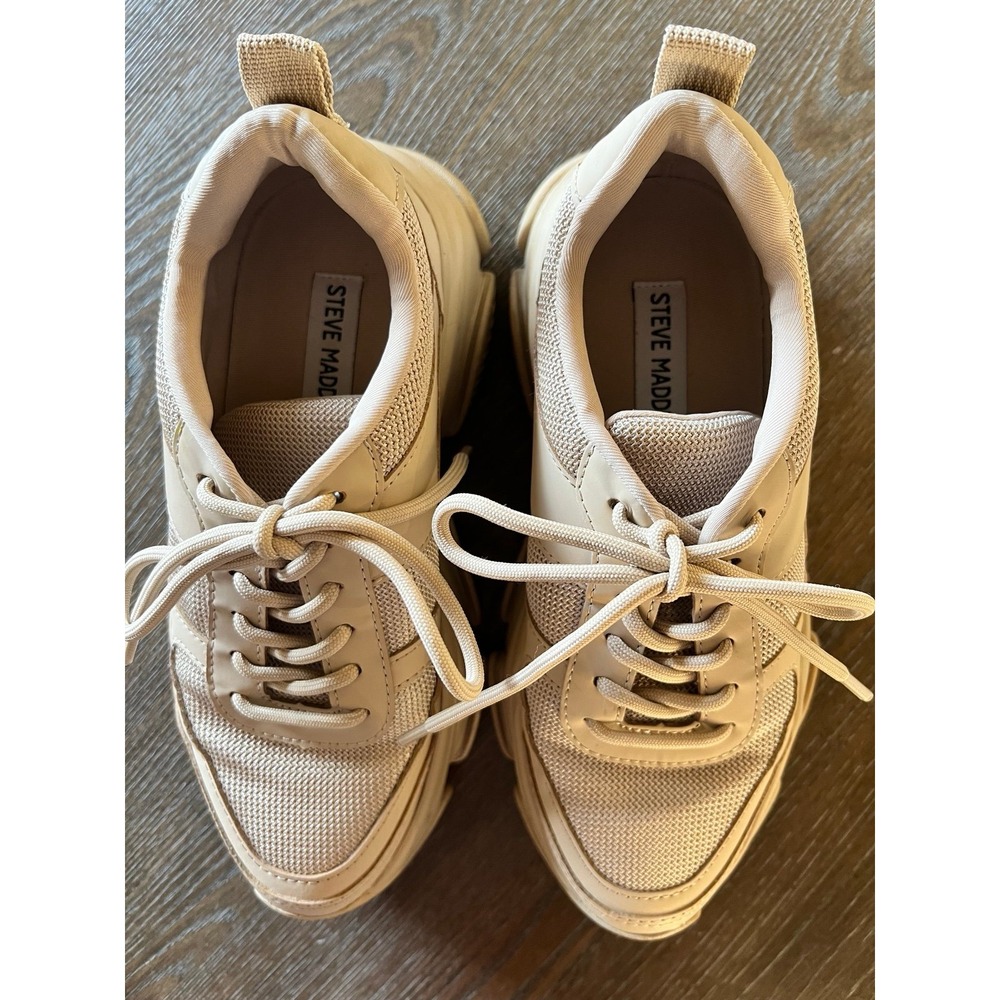 Steve Madden Women's Chunky Cream and Tan Trainers Size 7.5 - Picture 2 of 11